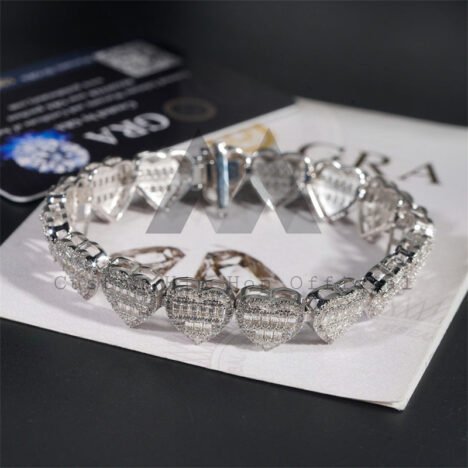 Men's 925 Silver 13MM Baguette Moissanite Diamond Hip Hop Bracelet - Image 5