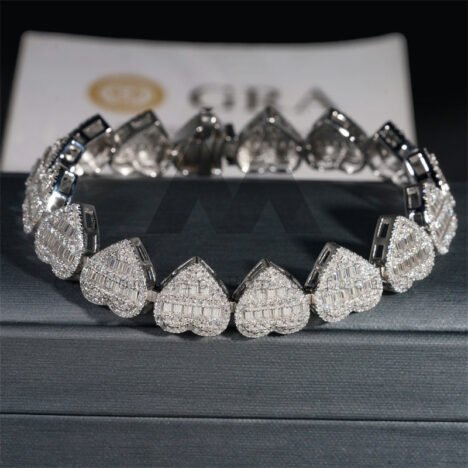 Men's 925 Silver 13MM Baguette Moissanite Diamond Hip Hop Bracelet - Image 2