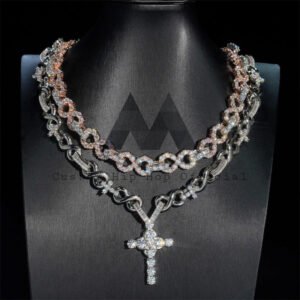Men and Women Fashion Design Iced Out 13MM Infinity Link Chain with Moissanite Diamond - Image 2