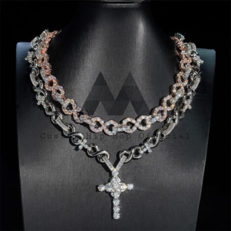 Men and Women Fashion Design Iced Out 13MM Infinity Link Chain with Moissanite Diamond - Image 2