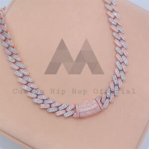 Men's 13MM Moissanite Cuban Link Chain - Hip Hop Jewelry, Three Stone Design - Image 2