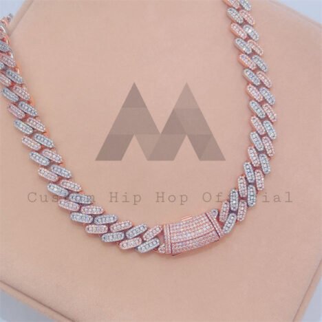 Men's 13MM Moissanite Cuban Link Chain - Hip Hop Jewelry, Three Stone Design - Image 2