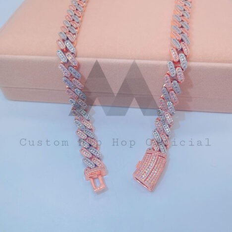 Men's 13MM Moissanite Cuban Link Chain - Hip Hop Jewelry, Three Stone Design - Image 3