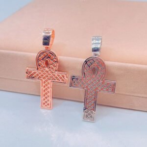 Sterling Silver Baguette Cut Moissanite Cross Pendant - Hip Hop Jewelry - Image 2