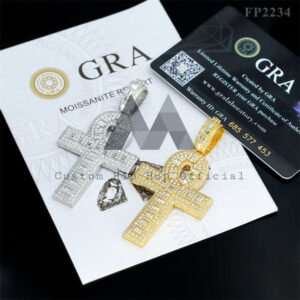 Sterling Silver 925 Gra Men Iced Out Moissanite Cross Pendant Fit For 4MM Tennis Chain - Image 3