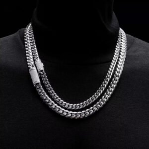 8MM-14MM Stainless Steel Cuban Chain with Moissanite Clasp Hip Hop Jewelry - Image 2
