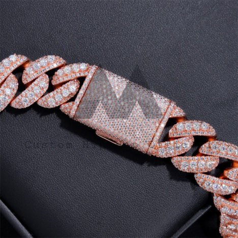 Hip Hop Men Necklace 18MM Three Rows Design Fully Iced Moissanite Cuban Link Chain Necklace - Image 2