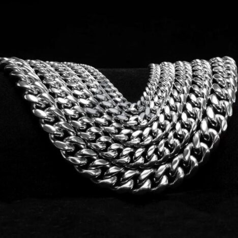 8MM-14MM Stainless Steel Cuban Chain with Moissanite Clasp Hip Hop Jewelry - Image 6
