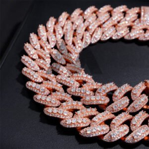 Hip Hop Men Necklace 18MM Three Rows Design Fully Iced Moissanite Cuban Link Chain Necklace - Image 6