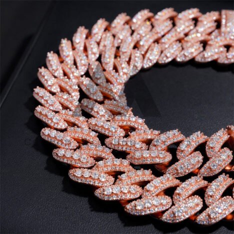 Hip Hop Men Necklace 18MM Three Rows Design Fully Iced Moissanite Cuban Link Chain Necklace - Image 6