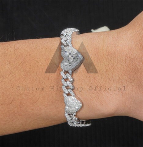 6MM Moissanite Cuban Link Bracelet - White Gold 925 Silver, Hip Hop Jewelry - Image 2
