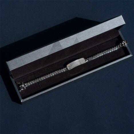 8MM 999 Silver Cuban Bracelet Iced Rectangle Bar - Hip Hop Jewelry - Image 3
