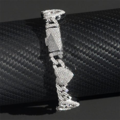 6MM Moissanite Cuban Link Bracelet - White Gold 925 Silver, Hip Hop Jewelry - Image 3