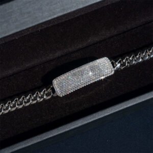 8MM 999 Silver Cuban Bracelet Iced Rectangle Bar - Hip Hop Jewelry - Image 4