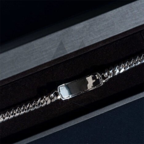 8MM 999 Silver Cuban Bracelet Iced Rectangle Bar - Hip Hop Jewelry - Image 5