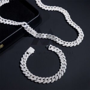 10MM Iced Moissanite Diamond Cuban Chain & Bracelet Set - Hip Hop Jewelry - Image 2