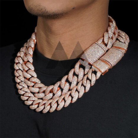 Mosaic Setting 20MM 23MM Cuban Link Chain VVS Moissanite Diamond Iced Out Hip Hop Chain - Image 3