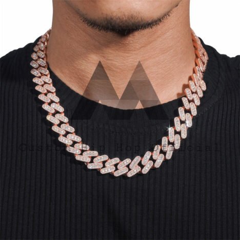 15MM Three Rows Iced Out Cuban Chain VVS Moissanite Diamond Pass Diamond Tester - Image 2