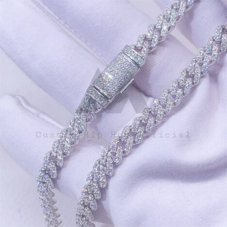 Sterling Silver 925 Moissanite Cuban Chain 6MM Fully Iced Solid Chain - Image 2