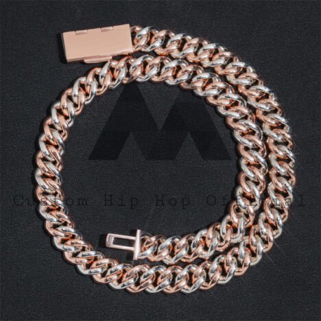 13mm Rose Gold Two-Tone Iced Out Moissanite Cuban Chain | Hip Hop Jewelry - Image 4