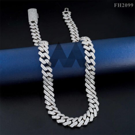 15MM Iced Moissanite Cuban Chain | Men's Hip Hop Jewelry | Silver Tone - Image 3