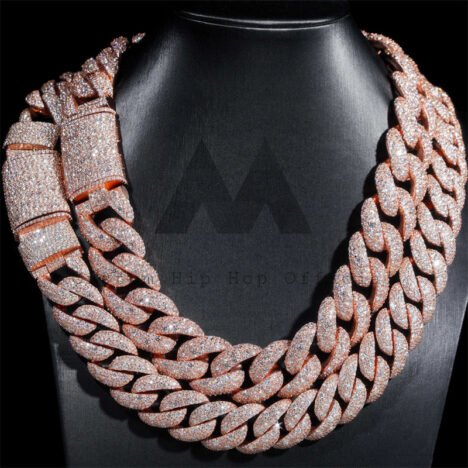 Mosaic Setting 20MM 23MM Cuban Link Chain VVS Moissanite Diamond Iced Out Hip Hop Chain