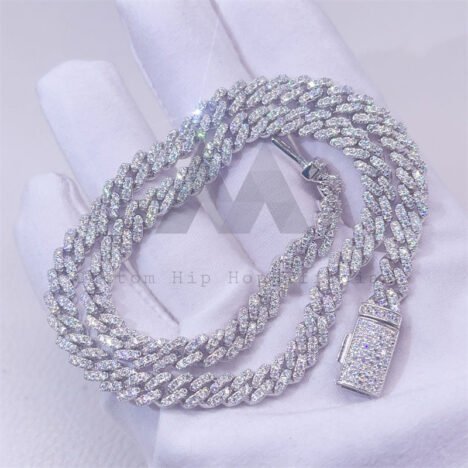 Sterling Silver 925 Moissanite Cuban Chain 6MM Fully Iced Solid Chain - Image 3