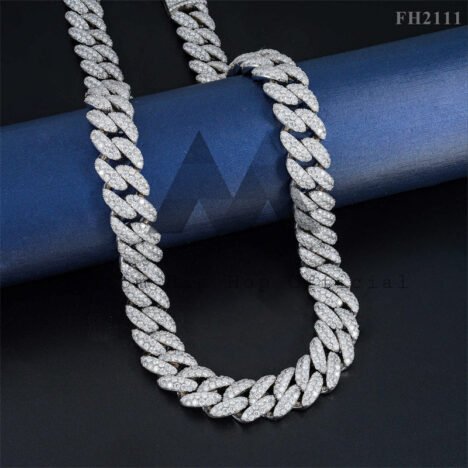 12MM Flower Setting Moissanite Cuban Link Chain Hip Hop Iced Out 925 Silver - Image 4