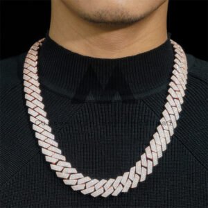 18MM Rose Gold Plated Silver Cuban Link Chain | Moissanite Hip Hop Necklace - Image 3