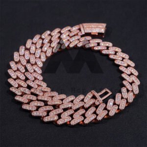 15MM Three Rows Iced Out Cuban Chain VVS Moissanite Diamond Pass Diamond Tester - Image 3