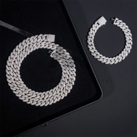 10MM Iced Moissanite Diamond Cuban Chain & Bracelet Set - Hip Hop Jewelry - Image 3