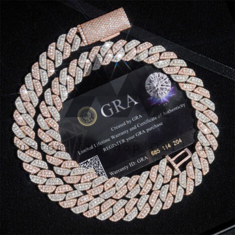 13mm Rose Gold Two-Tone Iced Out Moissanite Cuban Chain | Hip Hop Jewelry - Image 5