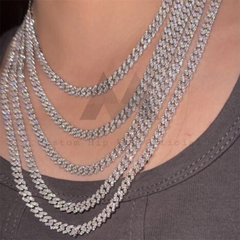 Sterling Silver 925 Moissanite Cuban Chain 6MM Fully Iced Solid Chain - Image 5