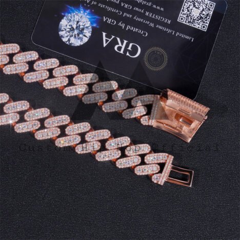 15MM Three Rows Iced Out Cuban Chain VVS Moissanite Diamond Pass Diamond Tester - Image 4