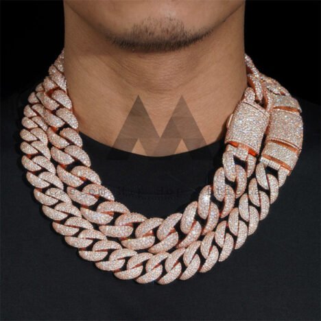 Mosaic Setting 20MM 23MM Cuban Link Chain VVS Moissanite Diamond Iced Out Hip Hop Chain - Image 6