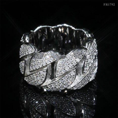 Iced Out Cuban Link Ring With Moissanite Diamonds For Men 925 Silver Pass Diamond Tester - Image 2