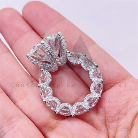 VVS Moissanite Diamond Engagement Ring 925 Silver White Gold 10K-18K 12CT Iced