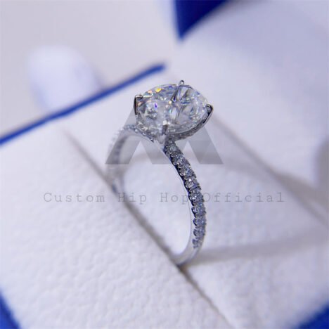 GRA Certificated 925 Silver 10K 14K 18K Gold Classic 4 Prongs Setting Oval Cut Moissanie Diamond Ring - Image 3