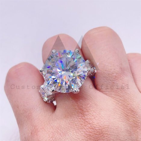 VVS Moissanite Diamond Engagement Ring 925 Silver White Gold 10K-18K 12CT Iced - Image 2