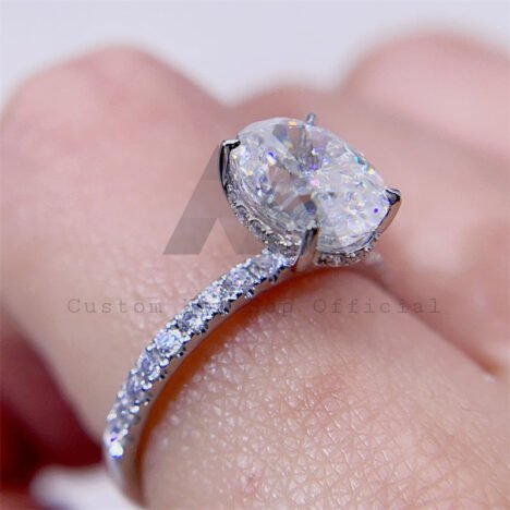 GRA Certificated 925 Silver 10K 14K 18K Gold Classic 4 Prongs Setting Oval Cut Moissanie Diamond Ring - Image 4