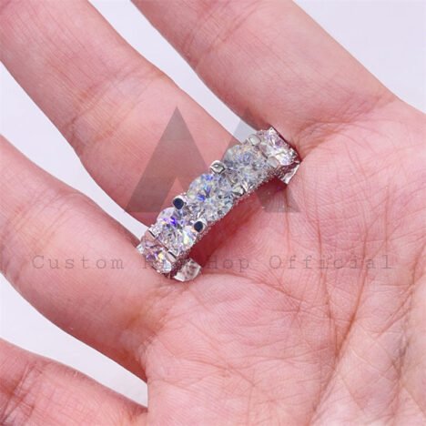 VVS Moissanite Diamond Engagement Ring 925 Silver White Gold 10K-18K 12CT Iced - Image 3