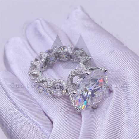 VVS Moissanite Diamond Engagement Ring 925 Silver White Gold 10K-18K 12CT Iced - Image 4