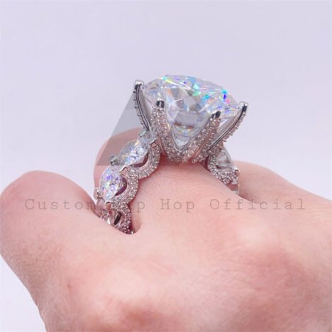 VVS Moissanite Diamond Engagement Ring 925 Silver White Gold 10K-18K 12CT Iced - Image 5