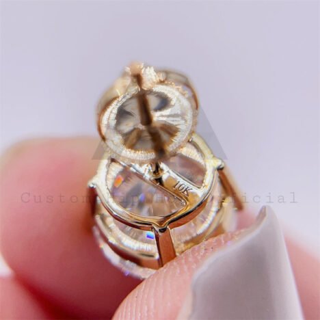 gra certificiated hot sell single stone solitaire earrings 10k real gold moissanite stud earrings with screw back - Image 2