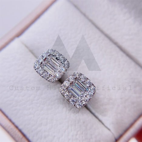 Stylish Pass Diamond Tester Baguette Moissanite Diamond Studs 10K Gold Screw Back - Image 5