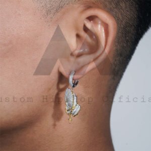 Iced Out Moissanite Diamond Hoop Earrings 925 Silver, White & Yellow Gold - Image 2