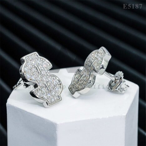 Men's 925 Sterling Silver Moissanite Dollar Earrings - Iced Out Hip Hop Jewelry - Image 3