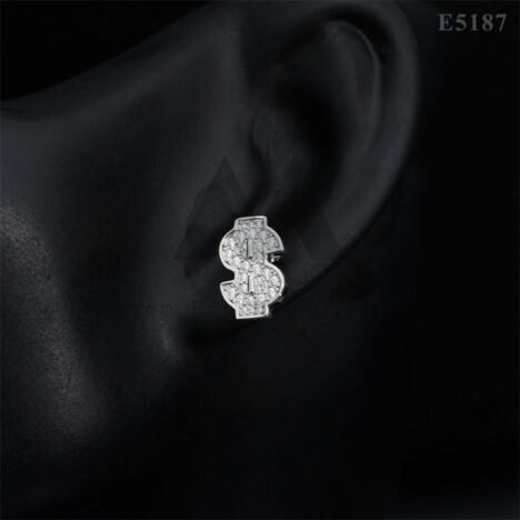 Men's 925 Sterling Silver Moissanite Dollar Earrings - Iced Out Hip Hop Jewelry - Image 4