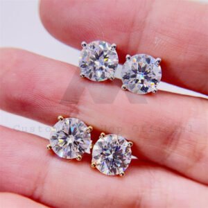 gra certificiated hot sell single stone solitaire earrings 10k real gold moissanite stud earrings with screw back - Image 4
