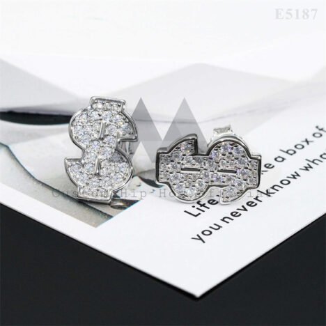 Men's 925 Sterling Silver Moissanite Dollar Earrings - Iced Out Hip Hop Jewelry - Image 5